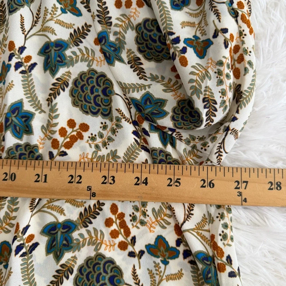 Rose + Olive Womens 3/4 Sleeve Floral Button Up Top Size 3X Cream Green Office - Picture 5 of 8